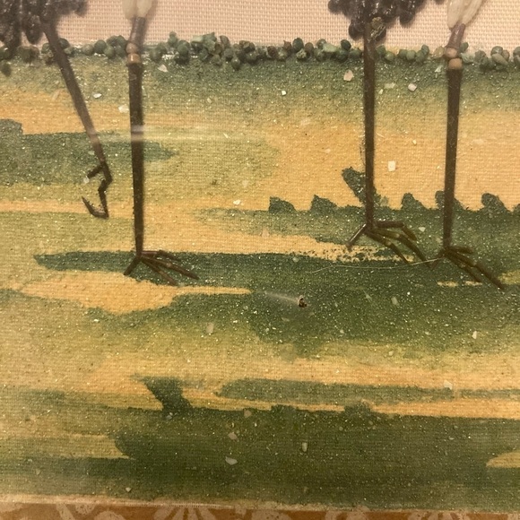 Framed Asian Shell Art Relief 2 Cranes Herons With Tree Vintage 12x18” - Picture 13 of 16